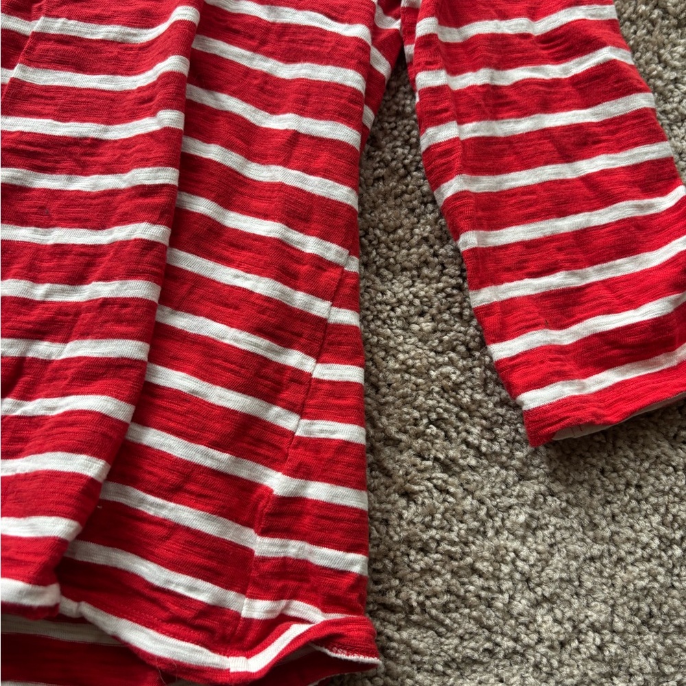 Talbots Red and White Striped 3/4 Sleeve Sailor Collar Blouse - Picture 4 of 4